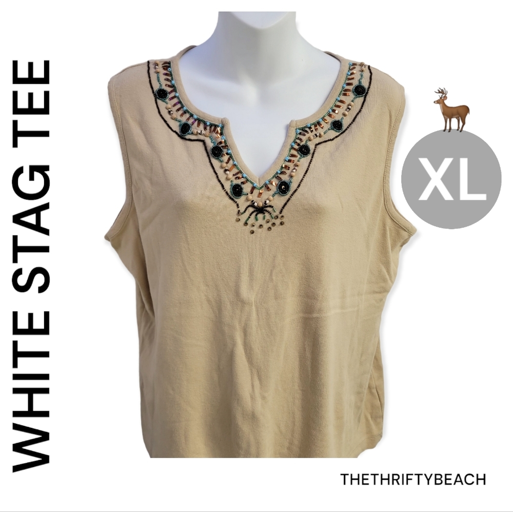 White Stag Beaded Tank